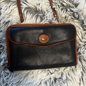Dooney & Bourke Navy Blue and Brown Crossbody wallet purse